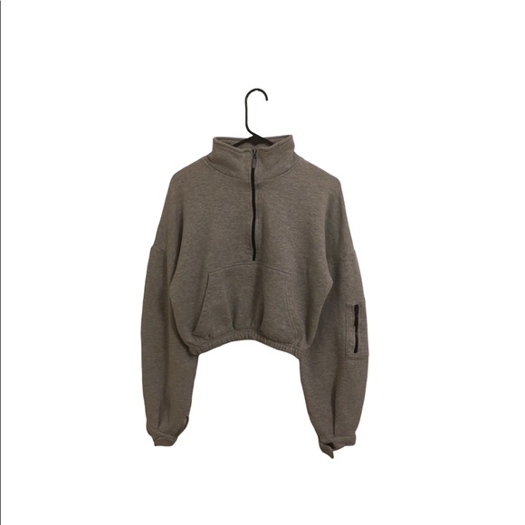 PrettyLittleThing Recycled Ash Gray Oversized Zip Front Sweat - Picture 3 of 9